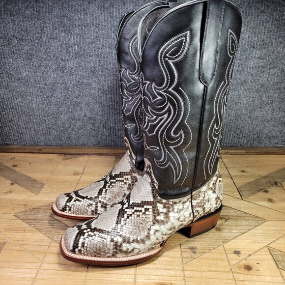 🔥 JB DILLON Reserve Mens 11B Narrow White Python EXOTIC Cowboy Square Toe Boots - Picture 2 of 14